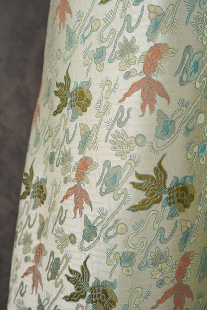 Song Silk Brocade Damask Fabric: Lucky Fish, Emperor Tibetan Style