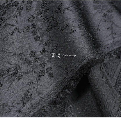 Red Plum Blossom Rayon Jacquard Damask Fabric - 59"W