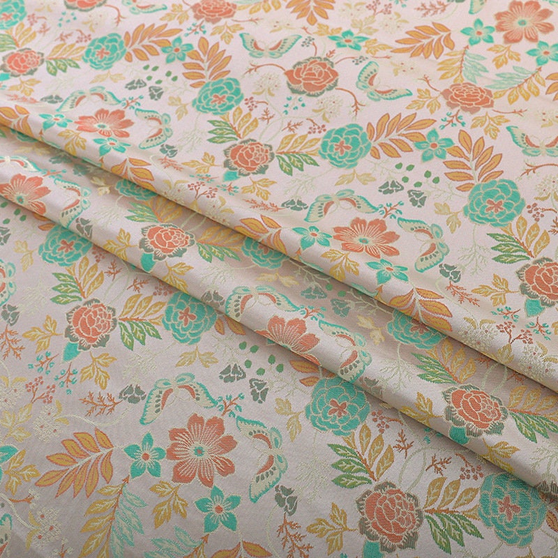 Floral Silk Brocade Fabric: 55" Wide Sewing Material