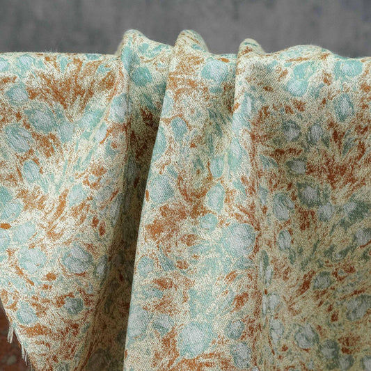 Tissu jacquard floral abstrait à motif café vert champêtre ���� Quilting, ameublement, canapé, sac, couture DIY, décoration intérieure"Large