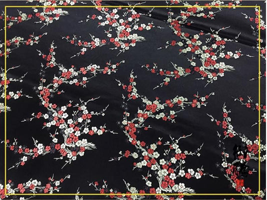 Plum Blossom Silk Brocade Fabric: Multicolored Cheongsam Qipao Material