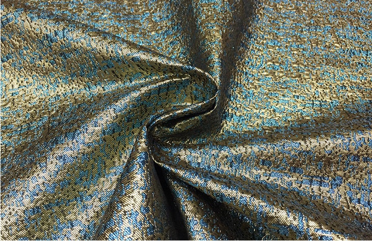 Gold Thread Jacquard Fabric: 3D Oil Painting Texture, 55" Wide