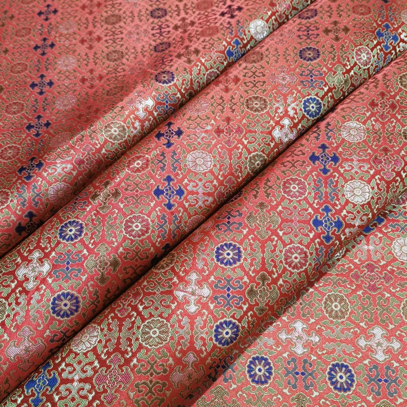 Mongolian Brocade Fabric: 59"W Rayon Cheongsam, Robe, Drapery