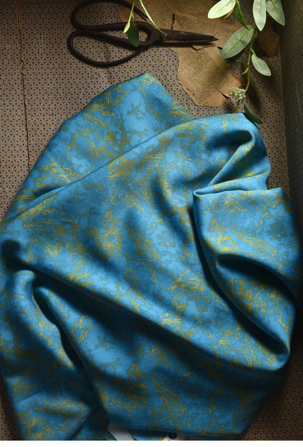 Azure Peacock Blue Cotton Sateen Fabric: 55" Wide, Drapery, Costume