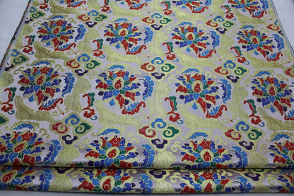 Floral Brocade Fabric: Chinese Style Jacquard Silk Rayon Blend