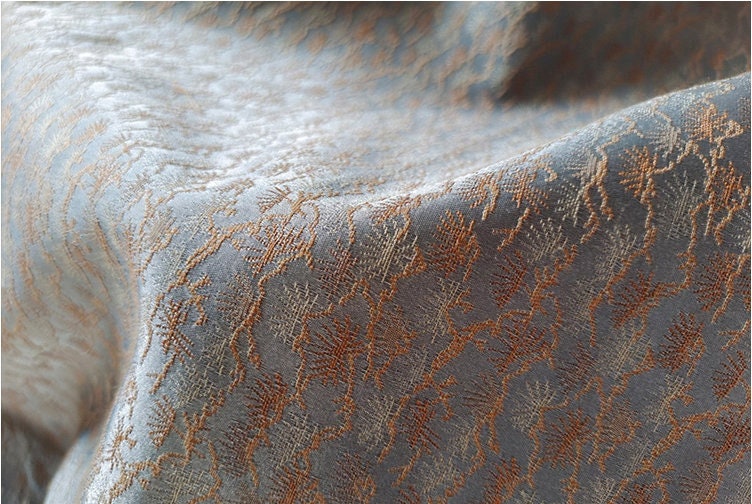 Japanese Pine Needle Brocade Fabric: Red Silk Rayon Damask (59" W)