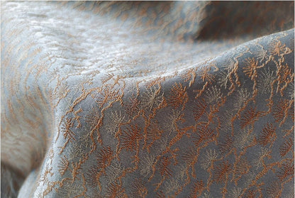 Japanese Pine Needle Brocade Fabric: Red Silk Rayon Damask (59" W)