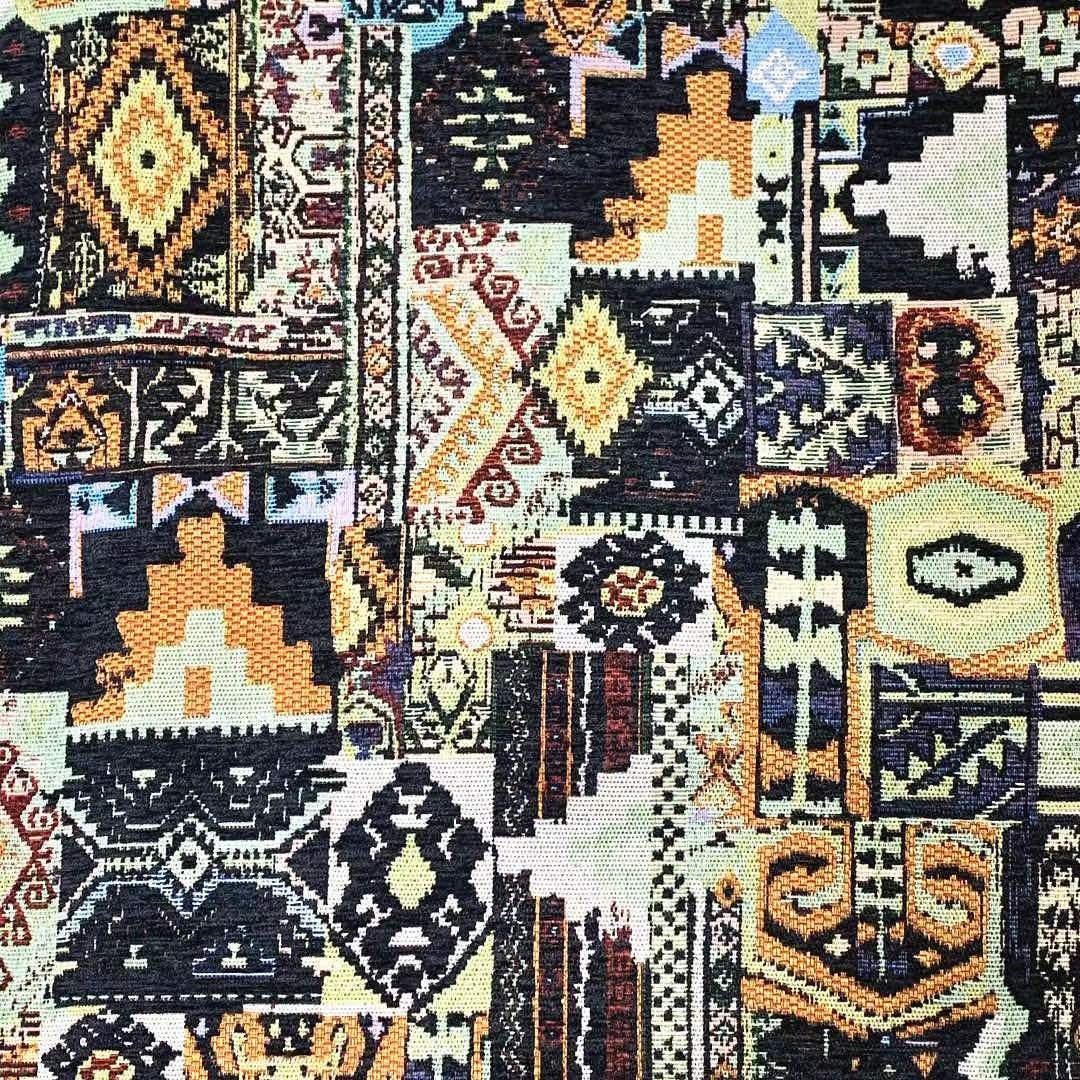 Tissu d'ameublement chenille abstrait : motif tapisserie, 150 cm de large