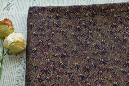 Tissu jacquard à motif marguerite vintage : Mélange de coton pour ameublement style campagne