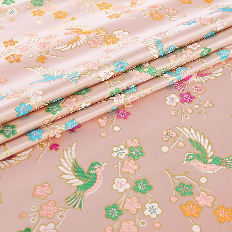 Bird Pattern Rayon Brocade Fabric: 57"W Cheongsam Costume Material