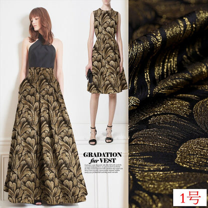 Gold Feather Jacquard Brocade Fabric: 60" Wide Sewing & Upholstery