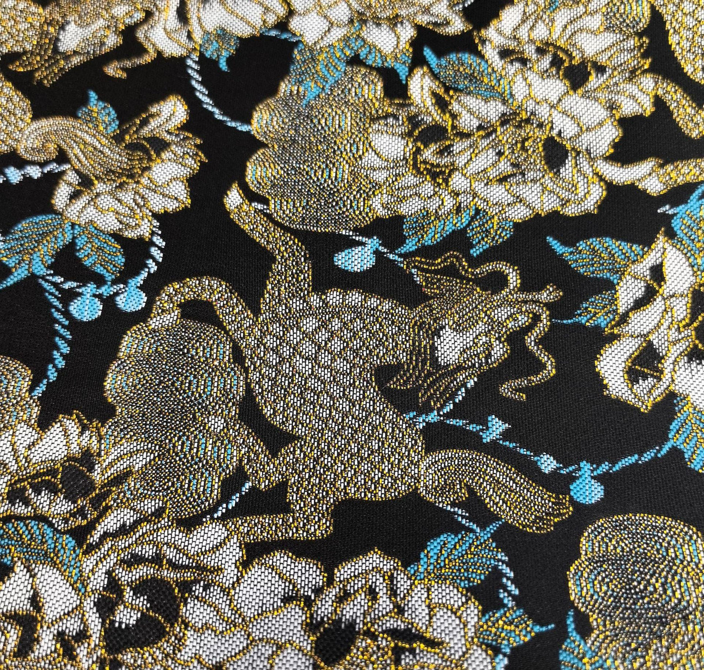 Kirin Peony Brocade Fabric: 59"W Chinese Upholstery Sewing Material