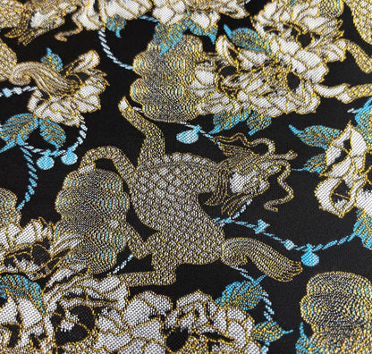 Kirin Peony Brocade Fabric: 59"W Chinese Upholstery Sewing Material