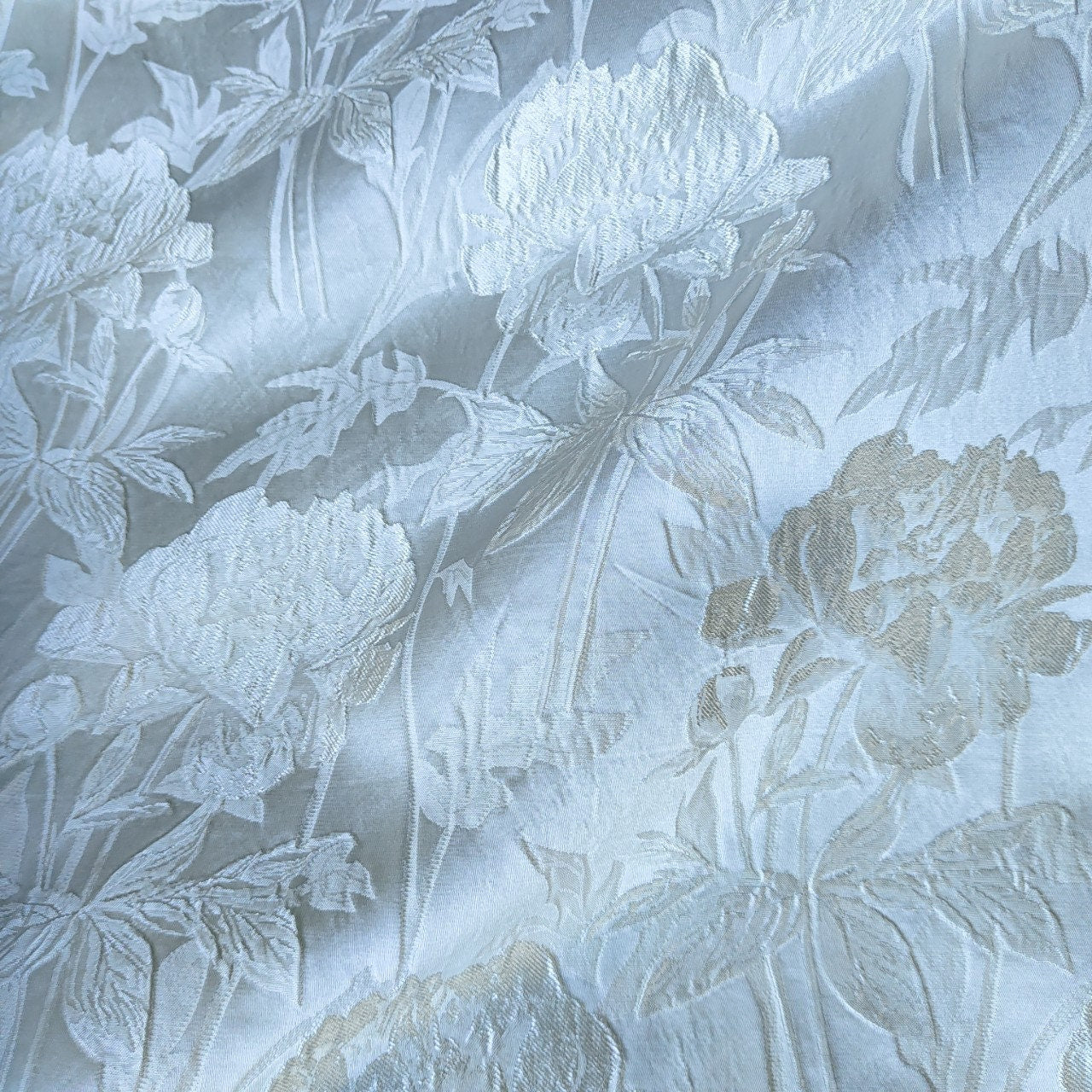 Reversible Floral Jacquard Fabric: Gold Thread, 3D Embossed - 62"W