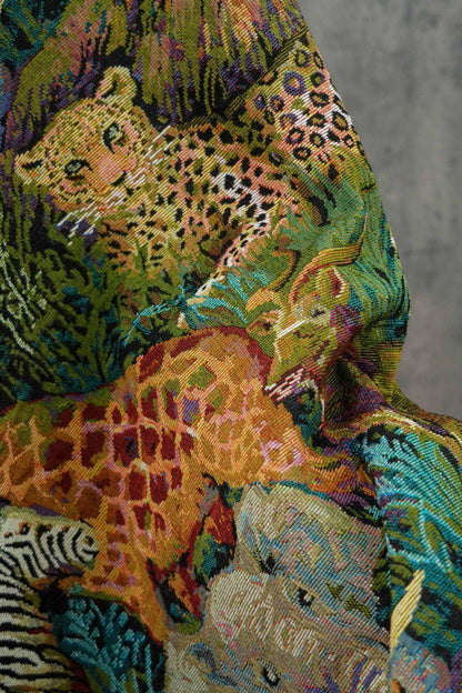Jacquard Fabric: Wild Animals Zoo Pattern - Autumn Winter Upholstery