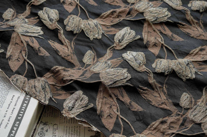 Tissu jacquard réversible, tissu tissé à motif tulipe dorée en relief, 160 cm de large