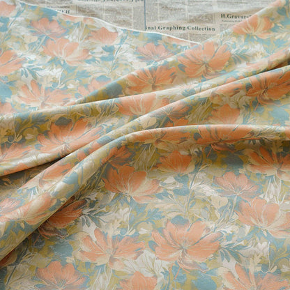 Tissu jacquard à motif floral : Feuilles d'automne, style peinture à l'huile, 157 cm de large