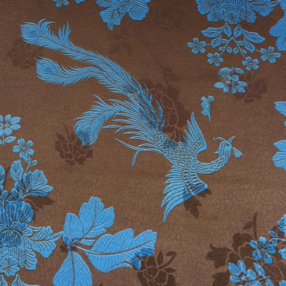 Tissu brocart de soie Phoenix & Peony : Jacquard Xiangyun marron pour Cheongsam et Hanfu