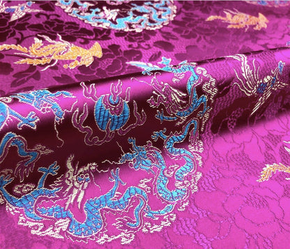 Dragon Brocade Fabric: Multicolor Chinese Silk Rayon Blend (29.5" Wide)