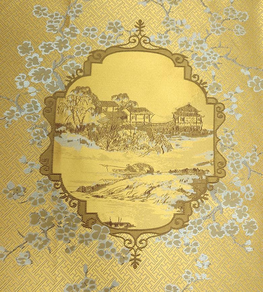 Tissu satiné damassé métallisé : jacquard à texture 3D, 150 cm de large