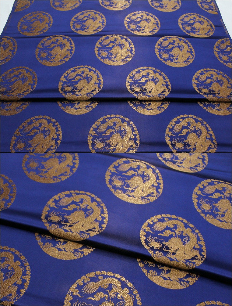 Dragon Brocade Fabric: Multicolor Silk Rayon Blend, Upholstery Sewing Material