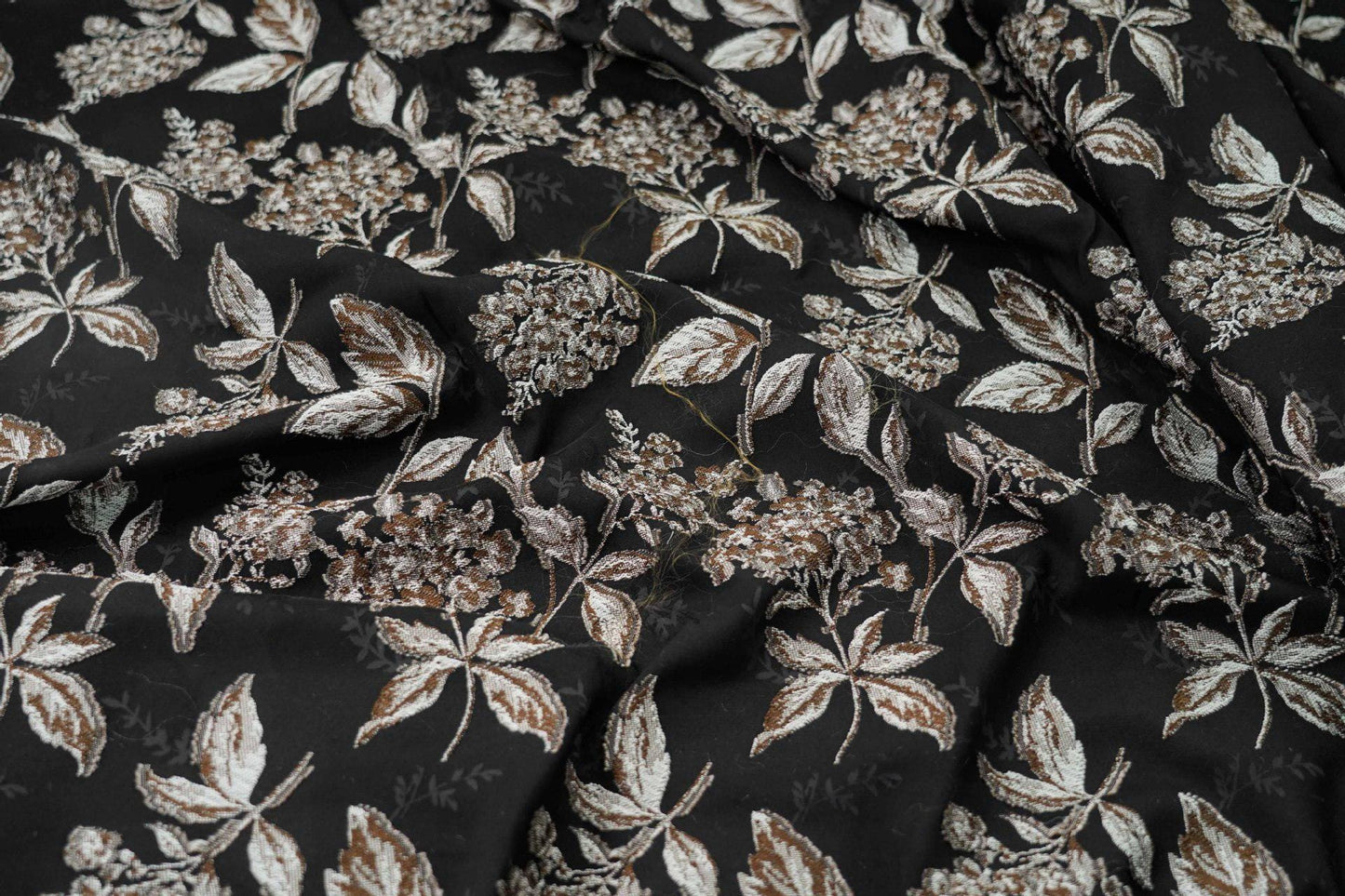 Retro Floral Jacquard Fabric: 50"W Polyester Drapery Material