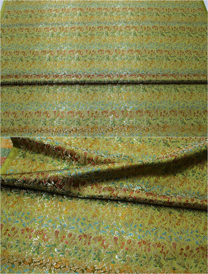 Tissu brocart de soie à motif floral : style impérial tibétain antique, 75 cm de large
