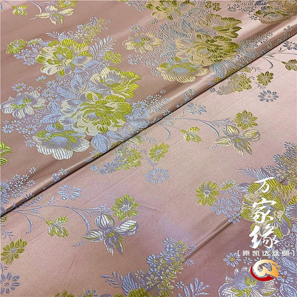 Peony Silk Brocade Fabric: Jacquard Mulberry Damask (29.5"W)