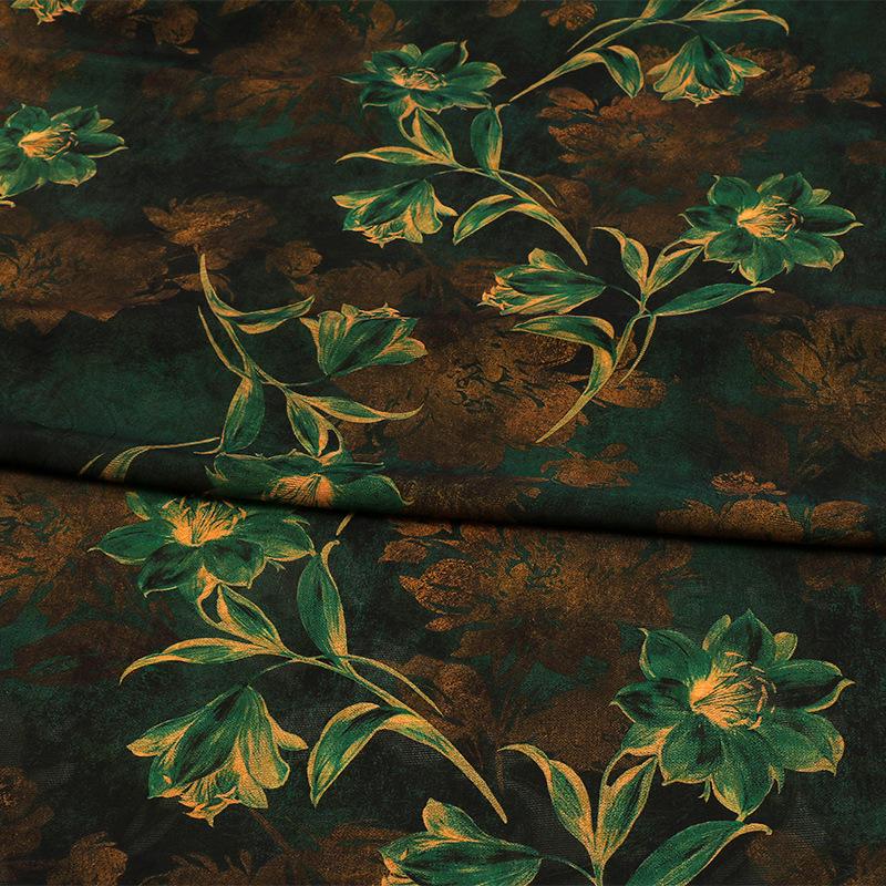Dahlia Pattern Woven Jacquard Silky Satin Fabric for Sewing, DIY, Costumes, Crafts