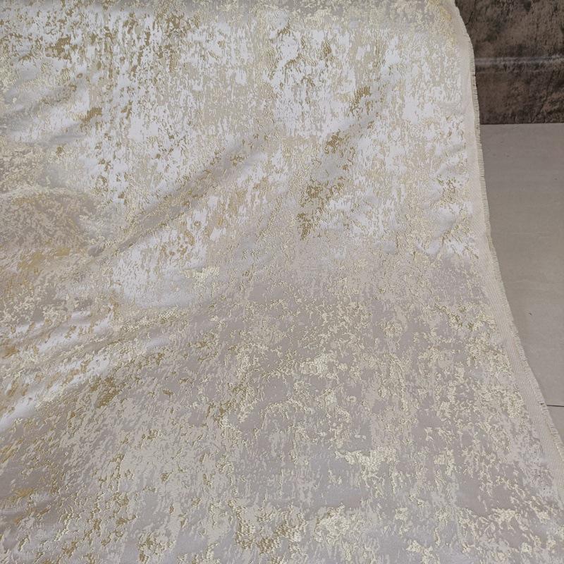 Tissu jacquard à texture 3D métallisée - Blanc doré, 140 cm de large