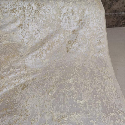 Tissu jacquard à texture 3D métallisée - Blanc doré, 140 cm de large