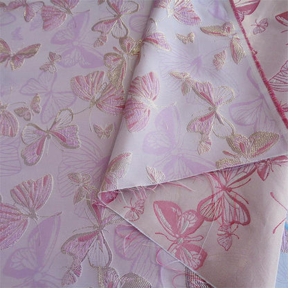 Butterfly Jacquard Fabric with Gold Thread: 58" Wide, By The Meter