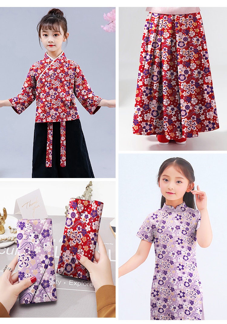 Sakura Jacquard Brocade Fabric: Red & Purple Silk Rayon Blend