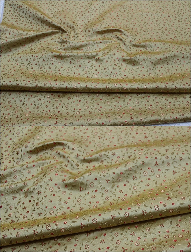 Floral Chinese Brocade Fabric: Silk Rayon Blend, 29.5" Wide