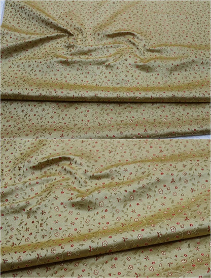 Floral Chinese Brocade Fabric: Silk Rayon Blend, 29.5" Wide