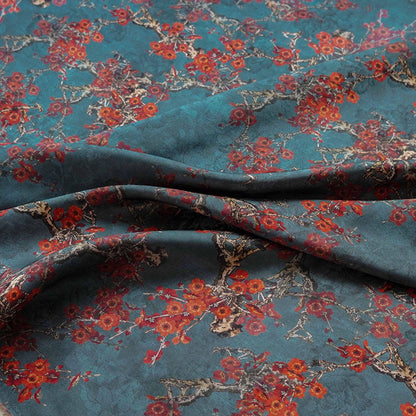 Tissu satin de soie « Thé aux fleurs de prunier » : ameublement et confection de costumes, 140 cm de large