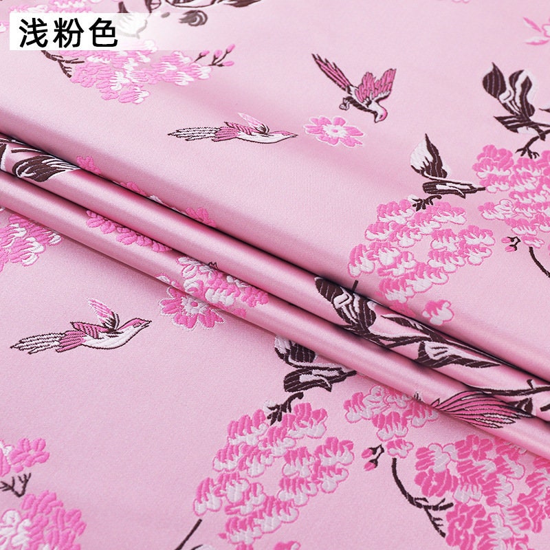 Traditional bird and flower rayon jacquard brocade Fabric, 29.5", Upholstery, Decor, Costume, Curtain, Handbag, Sewing/Fabric by the meter
