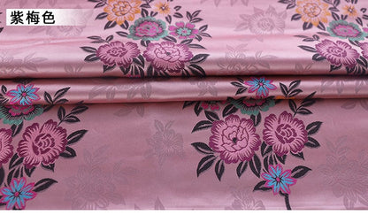Tissu brocart jacquard à motifs floraux : rayonne rouge (matériel de couture)