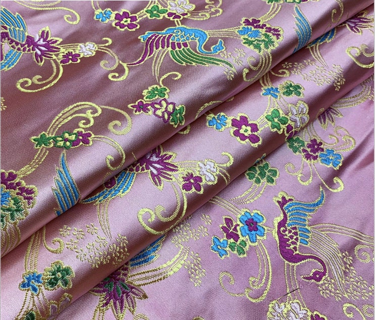 Auspicious Clouds Silk Brocade Fabric: Red Cheongsam Robe Material (59" W)