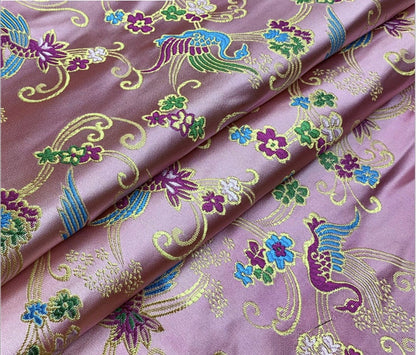 Auspicious Clouds Silk Brocade Fabric: Red Cheongsam Robe Material (59" W)
