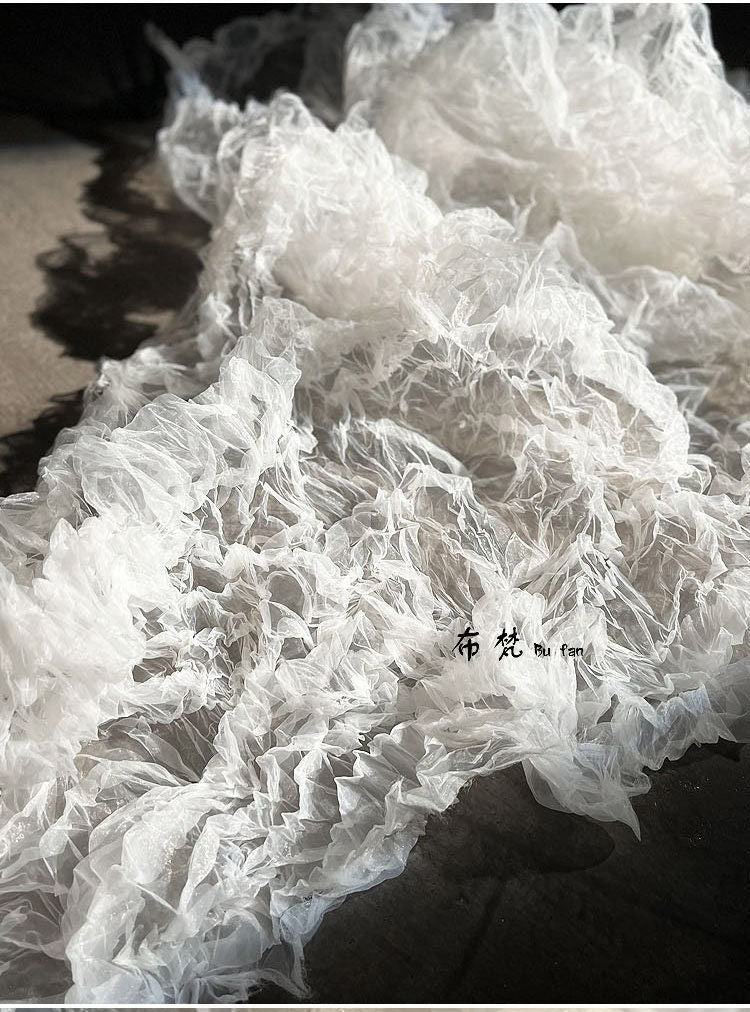 3D Texture Organza Fabric: Irregular Crystal Folds, 55"W French Style