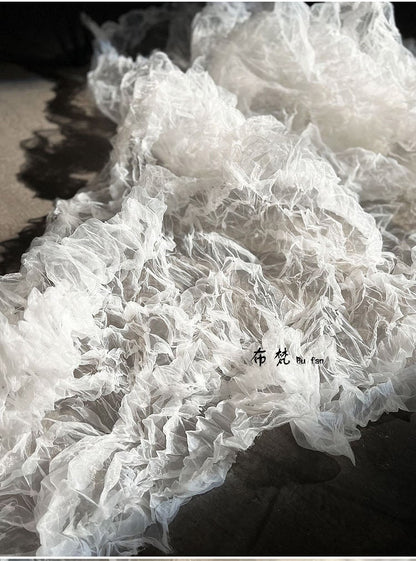 3D Texture Organza Fabric: Irregular Crystal Folds, 55"W French Style