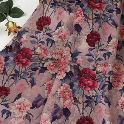 Satin Jacquard Fabric: 59"W Digital Print Tea Silk - Upholstery, Costume, Drapery