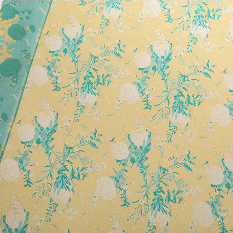 Tissu brocart jacquard à motifs floraux : 150 cm de large, rayonne, matériau de couture