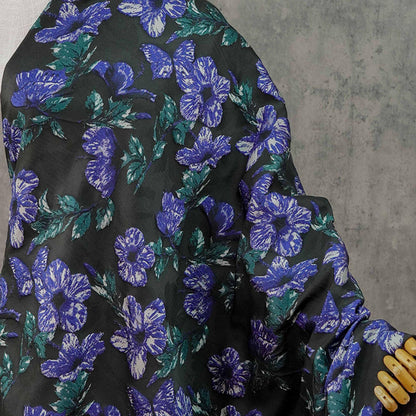 Gold Thread Jacquard Woven Fabric: 3D Floral Embossed Upholstery, Costume, Sewing - 55"W