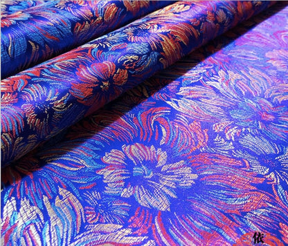 Chrysanthemum Silk Brocade Fabric: Colorful Cheongsam Qipao Sewing Material