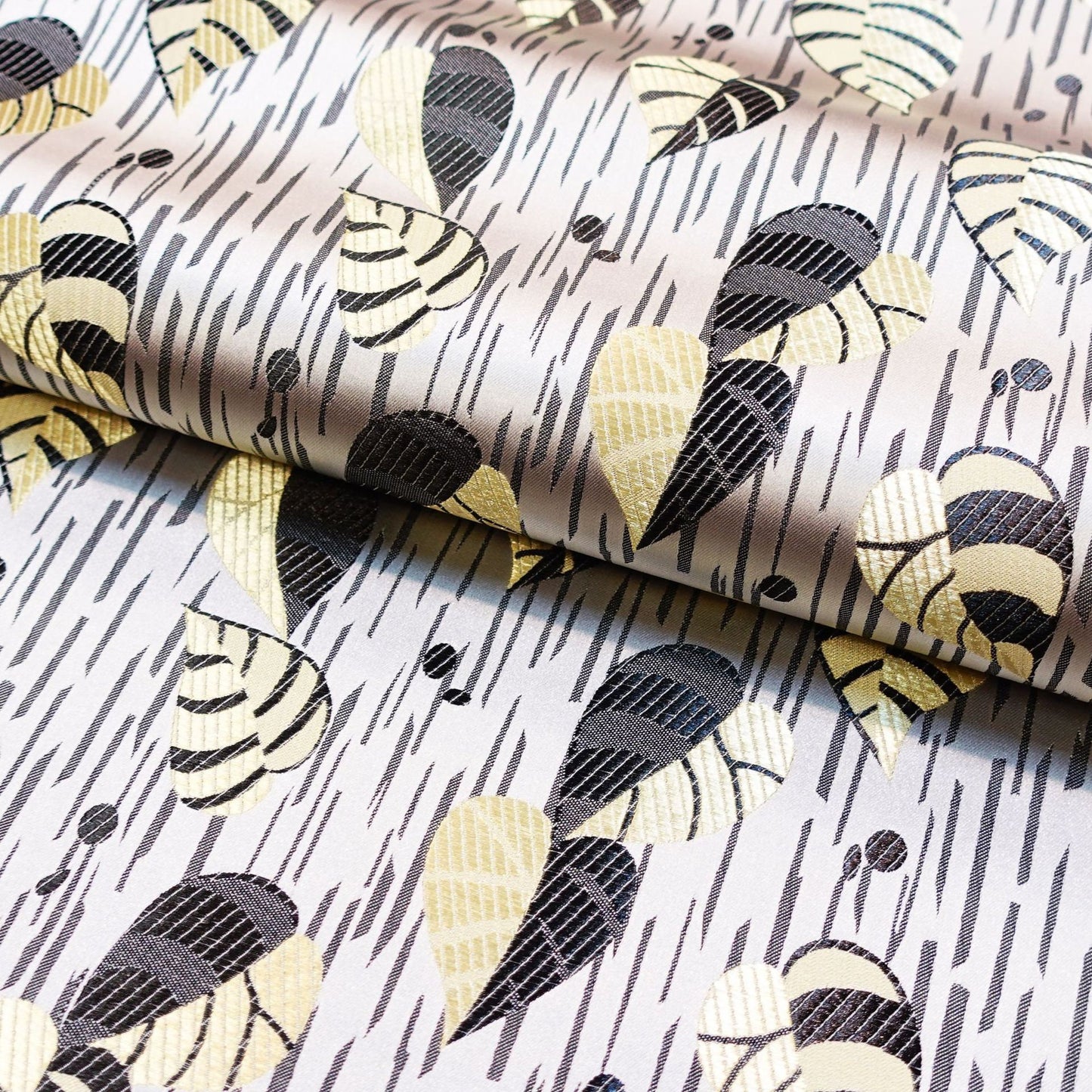 Silk Brocade Fabric: Leaf Flower Design, 45" Wide - By The Meter