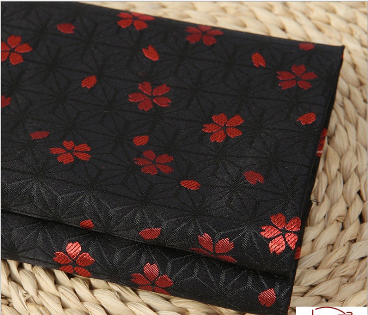 Tissu brocart jacquard Sakura : mélange de soie de style japonais (largeur : 75 cm)