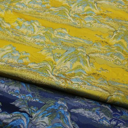 Chinese Silk Brocade Fabric: Ancient Paintings Pattern, 55" Wide