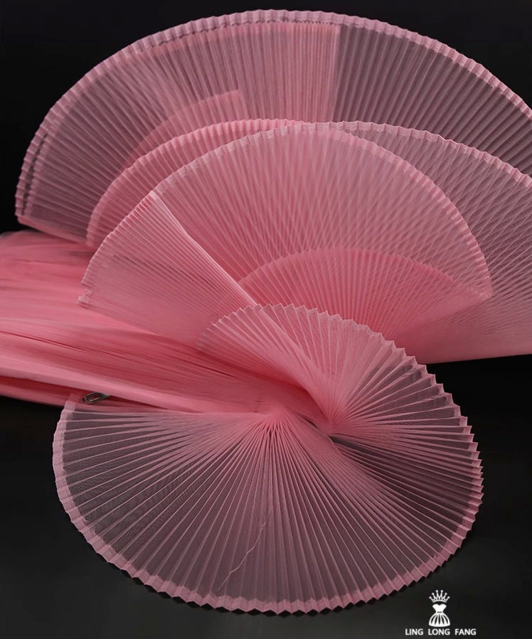 Pleated Organza Tulle Fabric: Stiff Yarn, 63" Wide Designer Material